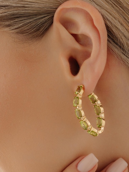 Серьги из серебра с хризолитами в ювелирном интернет-магазине