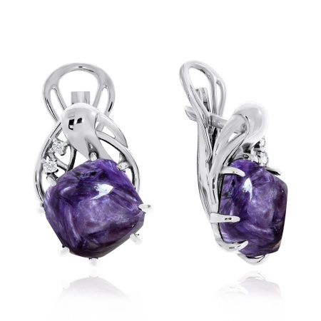 Серьги из серебра с чароитом