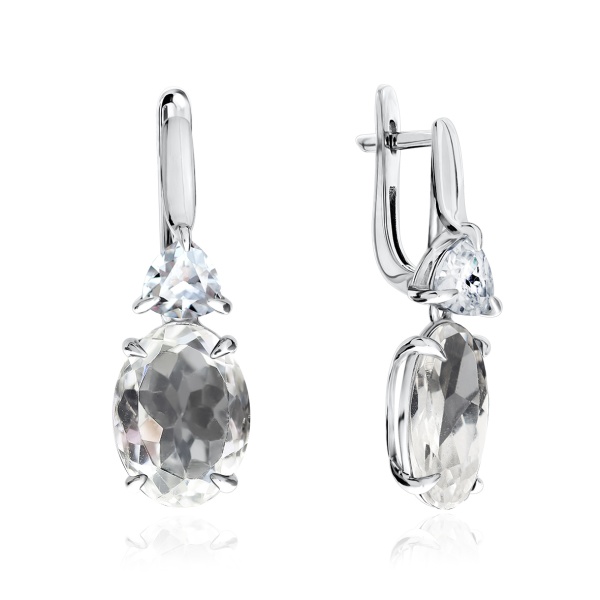 Серьги из серебра с горным хрусталём