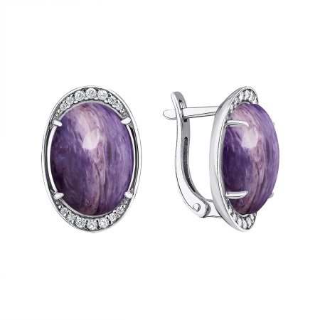 Серьги из серебра с чароитом