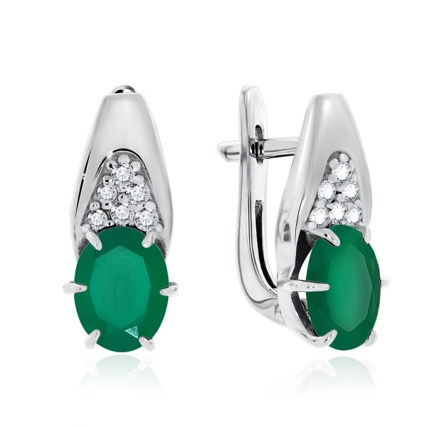 Серьги из серебра с агатами и фианитами 2340390983л-60 от KRASNOE, металл Серебро, вставка Агат