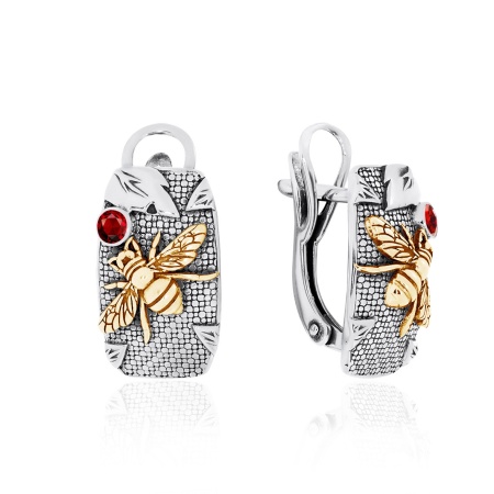 Серьги из серебра с гранатами 2317151771 от KRASNOE, металл Серебро, вставка Гранат