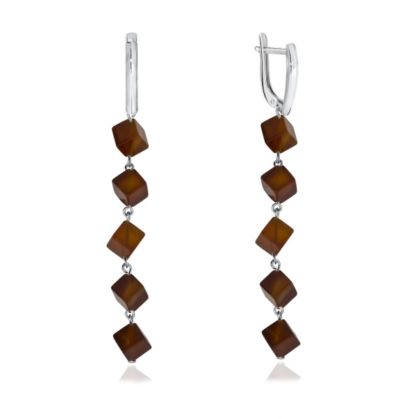Серьги из серебра с агатами