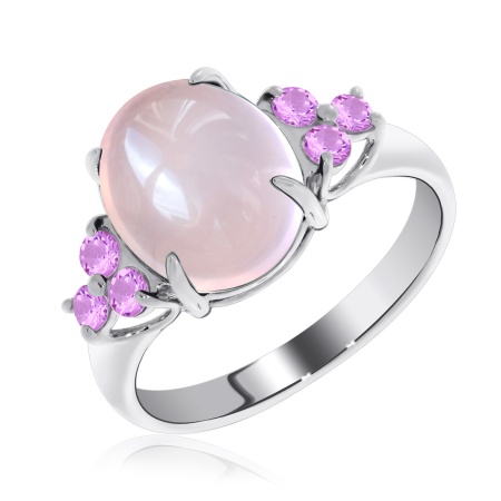 Купить кольцо из серебра с кварцем и фианитами в интернет-магазине KRASNOE
