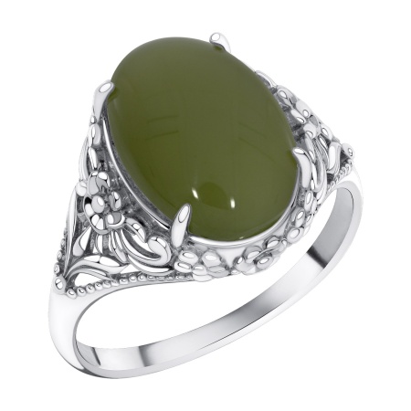 Купить кольцо из серебра с нефритом в интернет-магазине KRASNOE