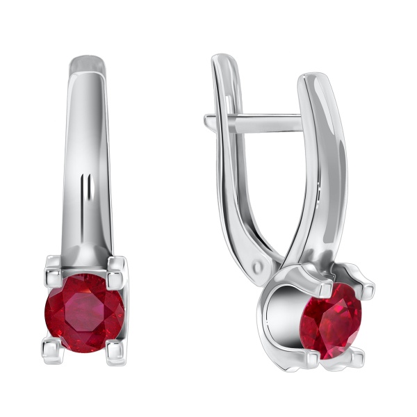 Серьги из серебра с натуральными корундами со скидкой