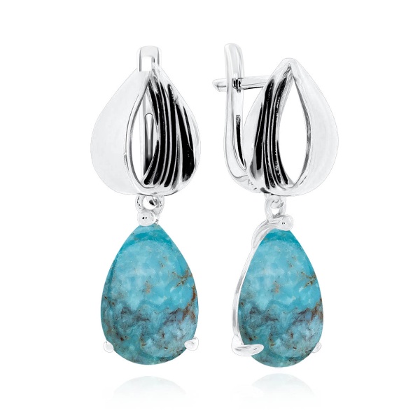 Серьги из серебра с бирюзой в ювелирном интернет-магазине