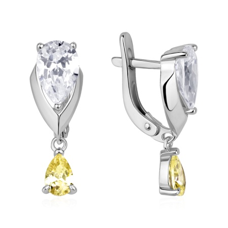 Серьги из серебра с фианитами