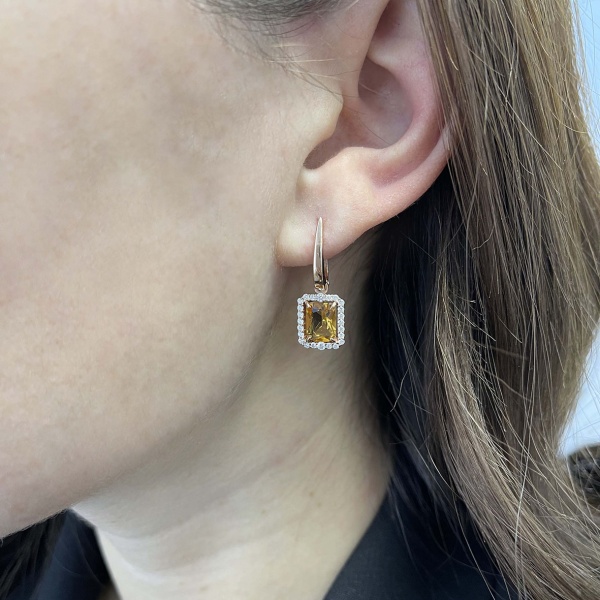 Серьги из серебра с цитрином