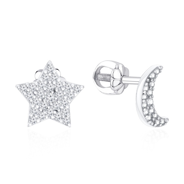 Пусеты из серебра с фианитами в ювелирном интернет-магазине