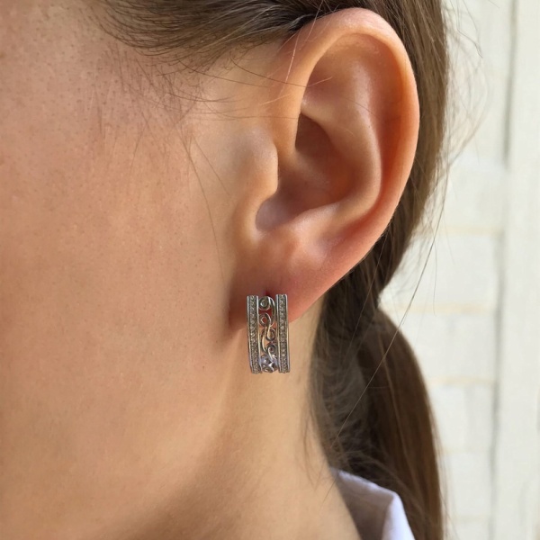 Серьги из серебра с фианитами 2340201361л от KRASNOE, металл Серебро, вставка Фианит