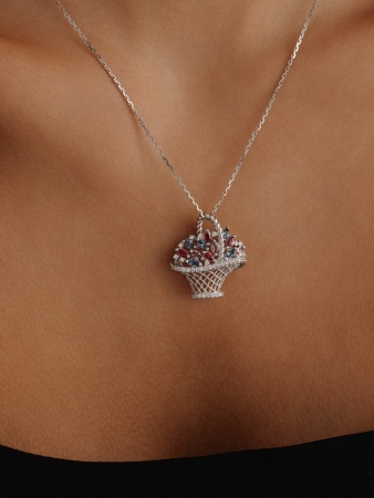 Купить подвеска из серебра с кристаллами, кристалл ювелирныйами, кристалл ювелирныйами и фианитами