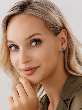 Пусеты из серебра с агатами