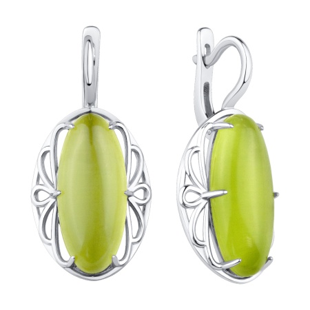 Серьги из серебра с кошачим глазом 2340265791-57 от KRASNOE, металл Серебро, вставка Кошачий глаз