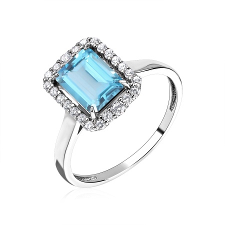 Купить кольцо из серебра с топазом и фианитами в интернет-магазине KRASNOE