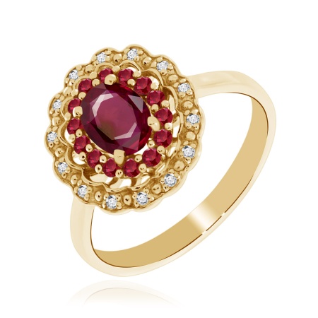 Купить кольцо из серебра с рубином, рубинами и топазами в интернет-магазине KRASNOE