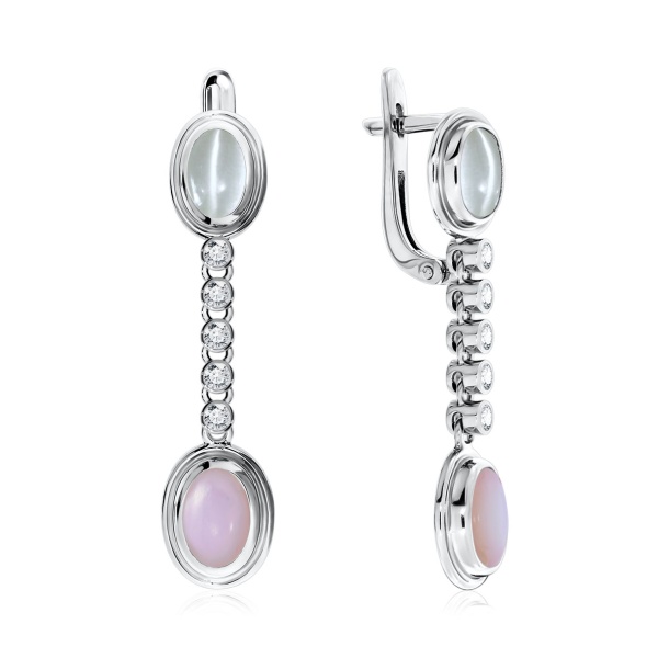 Серьги из серебра с кошачьим глазом со скидкой