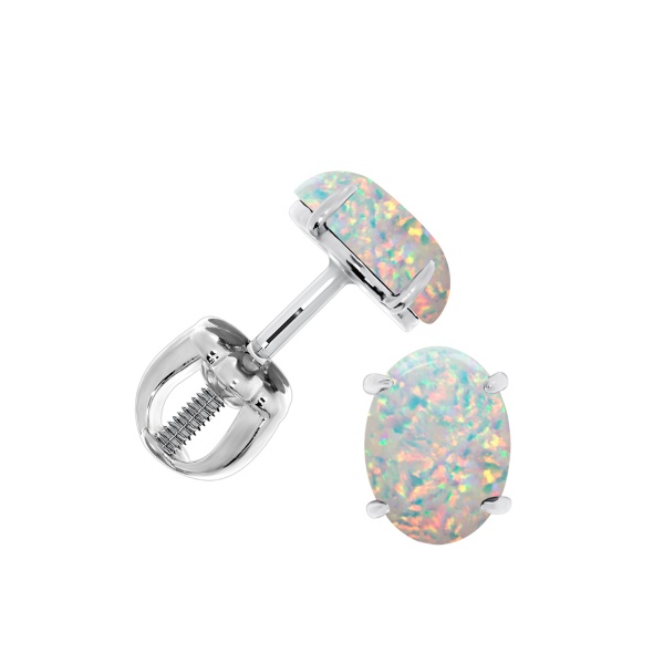 Пусеты из серебра с опалом 2340252320-10 от KRASNOE, металл Серебро, вставка Опал