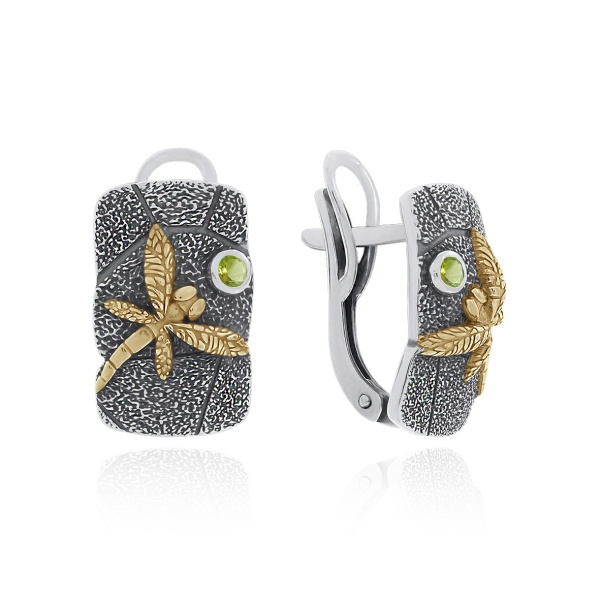 Серьги из серебра с ситаллами