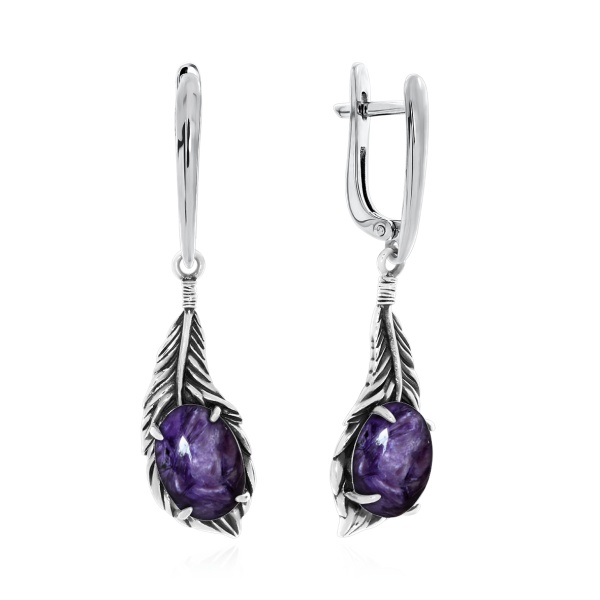 Серьги из серебра 2310461601-1 от KRASNOE, металл Серебро, вставка Чароит