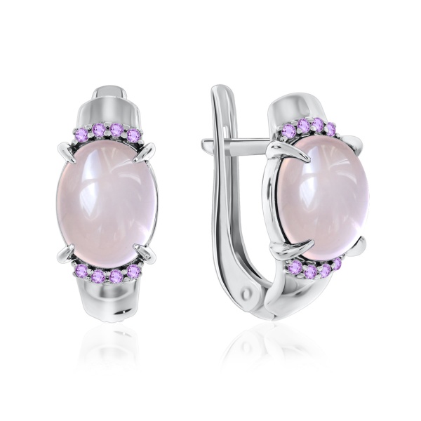 Серьги из серебра с кварцем со скидкой