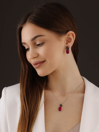 Серьги из серебра с агатами и фианитами