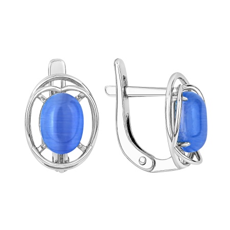 Серьги из серебра с кошачьим глазом