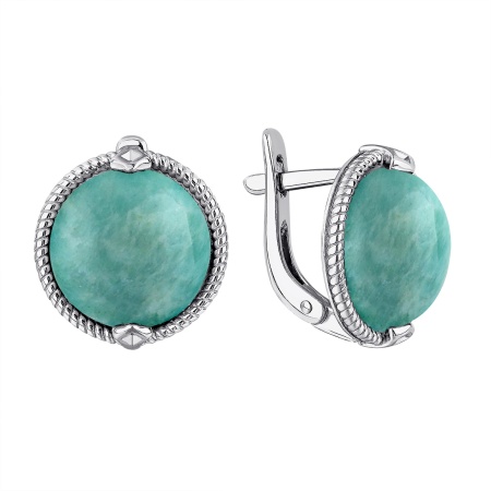 Серьги из серебра с амазонитами 2340375152 от KRASNOE, металл Серебро, вставка Амазонит