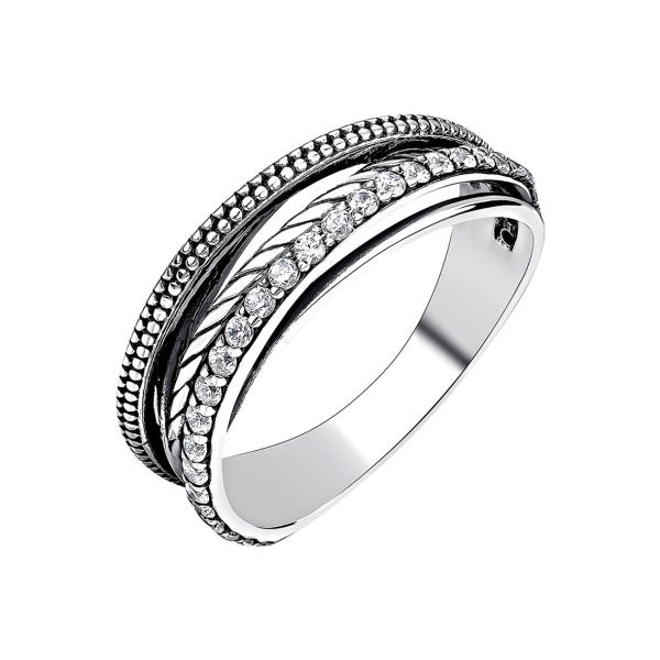 Кольцо из серебра с фианитами со скидкой