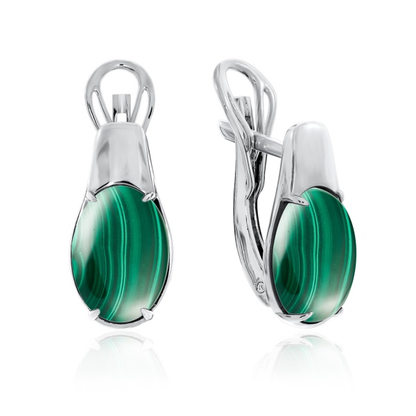 Серьги из серебра с малахитом