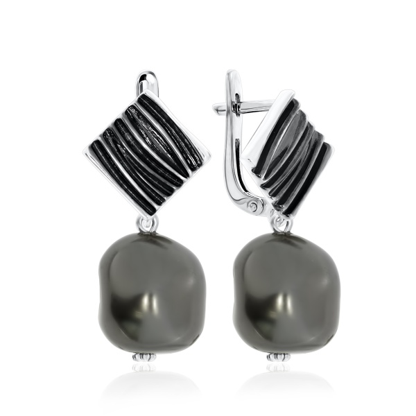 Серьги из серебра с жемчугом 2348241398-21 от KRASNOE, металл Серебро, вставка Жемчуг Имитация