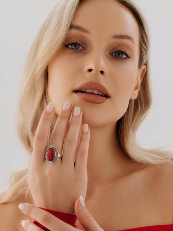 Купить кольцо из серебра с агатом в интернет-магазине KRASNOE