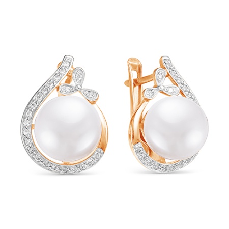 Серьги из золота Z2-8890 от KRASNOE, металл Золото, вставка Жемчуг , фианиты