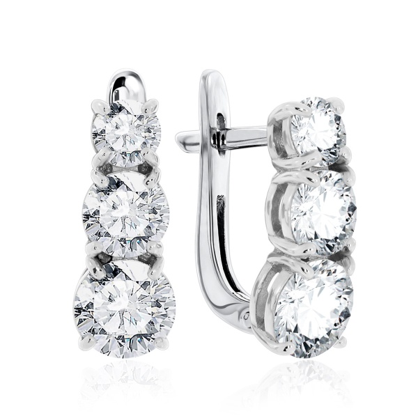 Серьги из серебра с фианитом