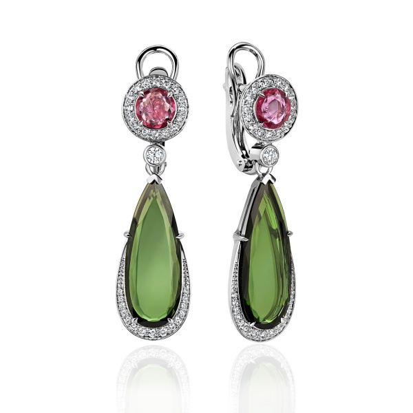 Серьги из золота с турмалином и бриллиантами Nothing more