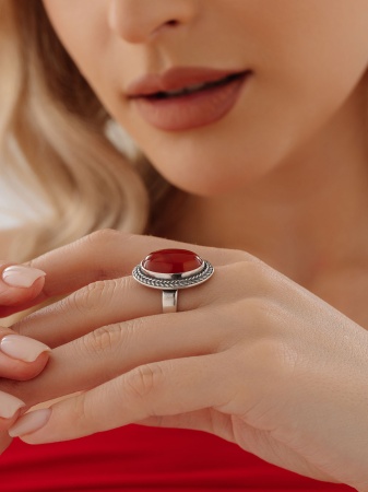 Купить кольцо из серебра с агатом в интернет-магазине KRASNOE