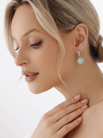 Серьги из серебра с амазонитами 2340370660 от KRASNOE, металл Серебро, вставка Амазонит