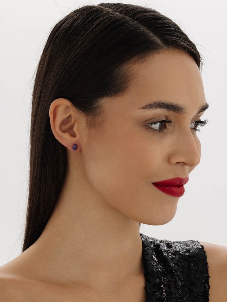 Пусеты из серебра с чароитами