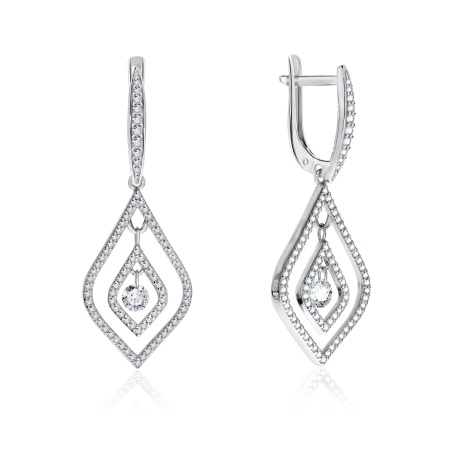 Серьги из серебра с фианитом 2340200764л от KRASNOE, металл Серебро, вставка Фианит