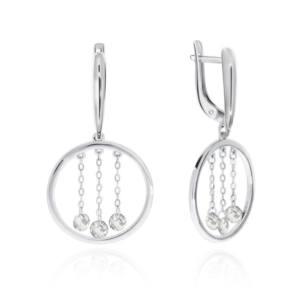 Серьги из серебра с фианитом со скидкой