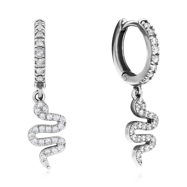 Серьги из серебра с фианитом 2340205278л от KRASNOE, металл Серебро, вставка Фианит