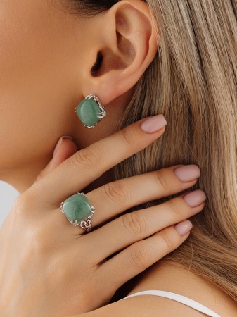 Купить кольцо из серебра с авантюрином в интернет-магазине KRASNOE