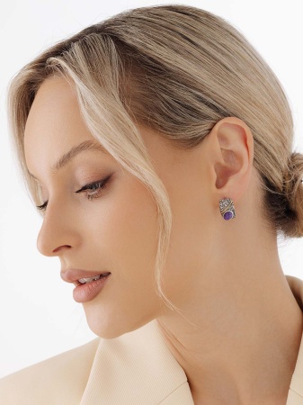 Серьги из серебра с чароитами