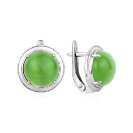 Серьги из серебра с кошачим глазом