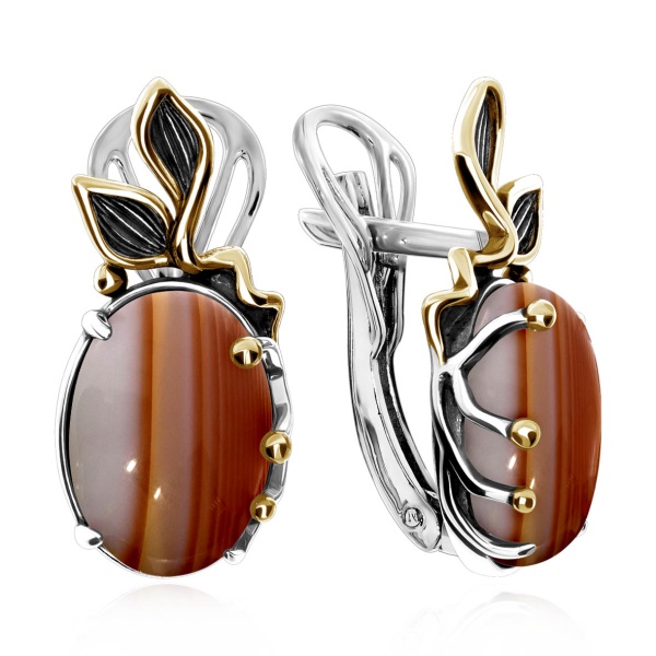 Серьги из серебра с сердоликом