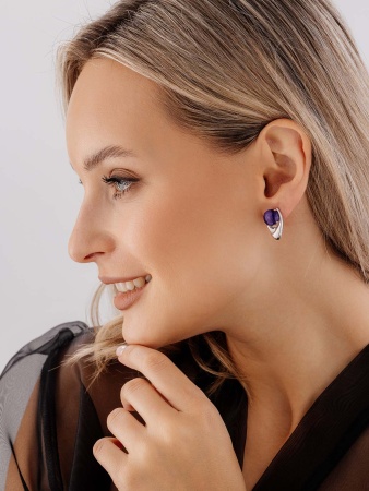 Серьги из серебра с чароитом