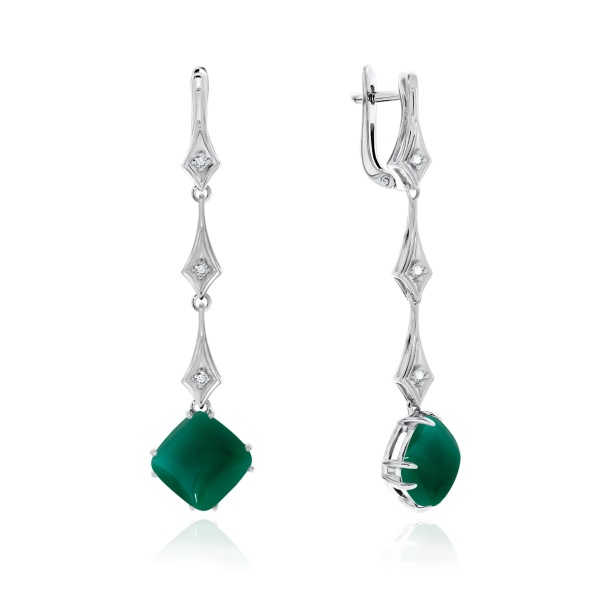 Серьги из серебра с агатами и фианитами 2340391203-60 от KRASNOE, металл Серебро, вставка Агат