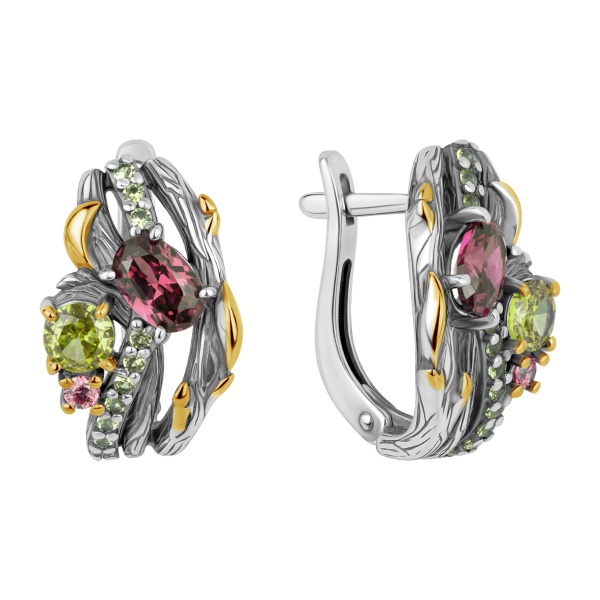 Серьги из серебра с ситаллом