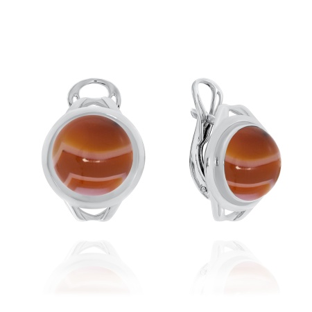 Серьги из серебра с сердоликами 2340681830 от KRASNOE, металл Серебро, вставка Сердолик