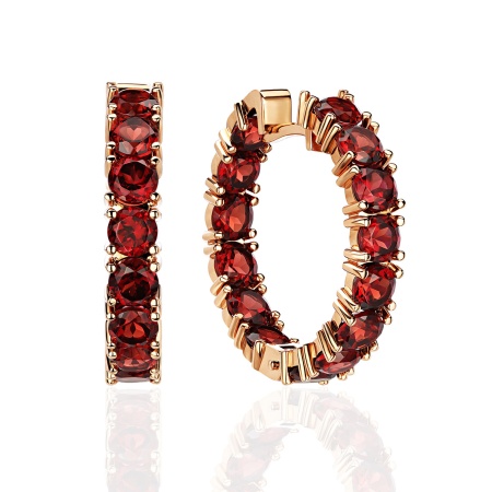 Серьги из золота с гранатами Love Story 2100152756 от KRASNOE, металл Золото, вставка Гранат